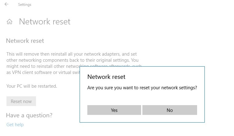 Reset your Network