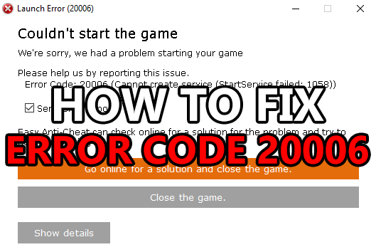 Fortnite Error Code 20006
