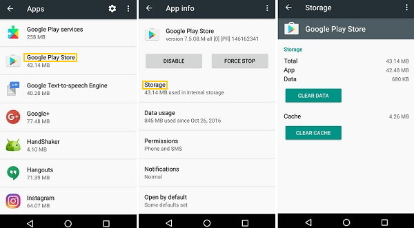 Remove the Cache Memory from the Google Play Store